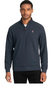 U.S. Polo Assn. Men's Gray Long Sleeve Quarter Zip Flatback Sweater Size 3XL NEW - Picture 1 of 5