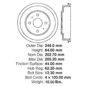 For Hyundai Accent 2003-2005 iD Select 123-51011 Rear Brake Drum - Imagem 1 de 1