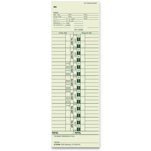 TOPS 1255 1-Side Time Clock Cards Replacement for 10-100312 (500/Box) New - Picture 1 of 2