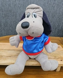 POUND PUPPIES TONKA 'COOLER' GREY JOINTED PLUSH DOG WITH ORIGINAL JACKET RETRO 2 - Picture 1 of 9