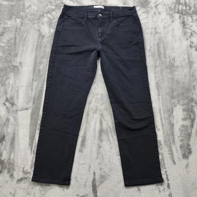 Pantalones de mezclilla Ann Taylor Loft para mujer 29/8P PETITE negros tiro medio ajustados elásticos Foto 1 de 4