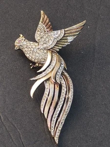 4" Art Deco Vintage 1940s Crown Trifari Alfred Philippe  Bird Of Paradise Brooch - Picture 1 of 21
