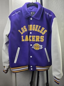 NBA Los Angeles Lakers Button Up Ultra Game Day Varsity Jacket Men's Medium NWT - Picture 1 of 15