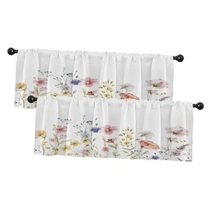 2 Pack Valances Window Treatments, Spring 18"W x 52"L (Pack of 2) Flowers - Picture 1 of 7