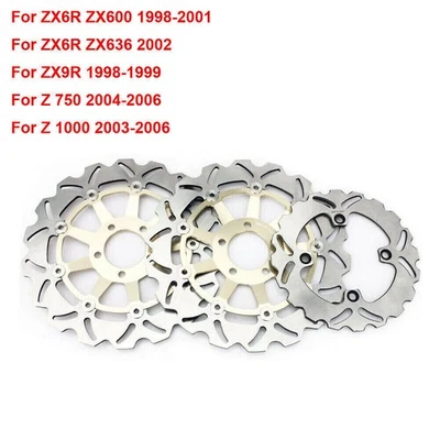 Front Rear Brake Rotors For Kawasaki ZX-6R NINJA 600 1998-2001 Z 750 S 2005-2007 Foto 1 de 4