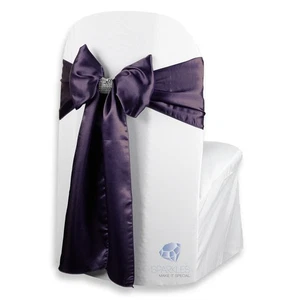 150 piezas Funda de silla satinada Marco de arco 108"x8" - Púrpura ciruela - con cubiertas de arco md - Imagen 1 de 5
