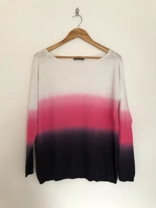 Mint Velvet Jumper Size 16 Pink White Purple 100% Cotton VGC Knit Top Women's - Picture 1 of 7