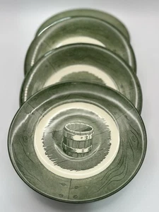Vintage Royal Colonial Homestead Green Transferware 6” plates - set of 4 - Picture 1 of 9