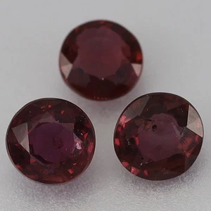 Lote de 3 piezas 0,83 quilates t.w redondo natural térmico púrpura zafiro rojo Songea, Tanzania - Imagen 1 de 4
