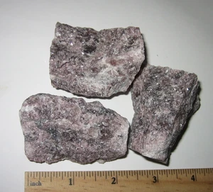 3 HERMOSOS MINERALES NATURALES DE PIEDRA DE CRISTAL DE LEPIDOLITA PÚRPURA ÁSPERO ~ 293,2 gramos - Imagen 1 de 5