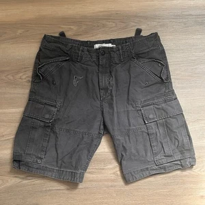 Worn N' Torn Men's Cargo Shorts, H&M Label Of Graded Good, Gray w/ Straps - Picture 1 of 6