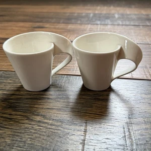 Villeroy & Boch New Wave Espresso Cups Set of 2 White Porcelain Germany 2.5” - Picture 1 of 4