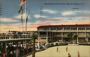 Myrtle Beach,SC Boardwalk & Pavilion 1957 Horry County South Carolina Postcard - Picture 1 of 2