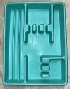 PLAS-TEX Geteilt Silberbesteck Besteck Aufbewahrung Tablett Blau Türkis USA Vintage - Bild 1 von 12