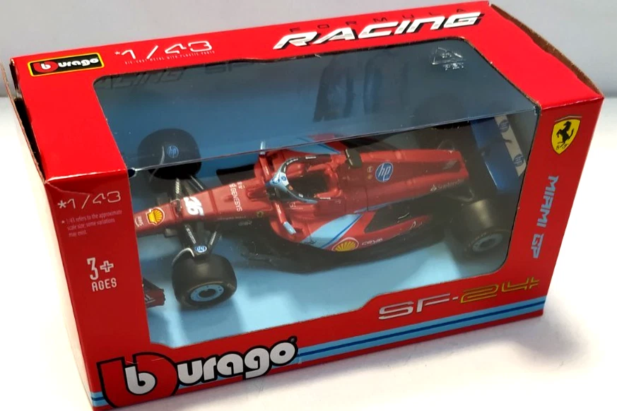 BBurago Burago Ferrari SF-24 #16 Leclerc F1 2024 Miami GP 1/43 18-36844#16-MIAMI