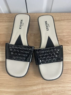 Sesto Meucci  Black Beaded Comfort Shoes Sandals Slides Size 8.5 Y2K Vintage - Image 1 of 4