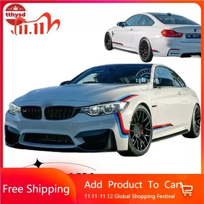 Kit de calcomanías adhesivas para puertas laterales a rayas deportivas carreras de autos BMW M4 2 PIEZAS vinilo Foto 1 de 3