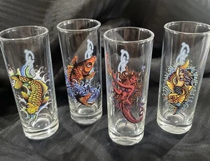 Bicchieri Ed Hardy di Christian Audigier sirene e koi fish shot. (set di quattro) - Foto 1 di 8