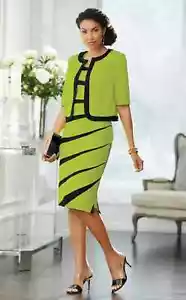 abito giacca colorblock nero verde lime taglia media di Midnight Velvet nuovo - Foto 1 di 3