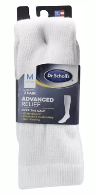 Dr. Scholls 2 PARES CALCETINES BLANCOS ALIVIO AVANZADO SOBRE LA PANTORRILLA TALLA 7-12 Foto 1 de 4