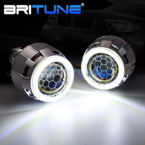 2.5'' HID Projector Headlight Honeycomb Lens LED Halos DRL H1 H4 H7 Retrofit - Picture 1 of 8