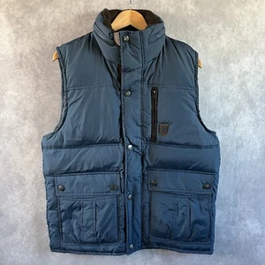 VINCE CAMUTO Mens Navy Blue Puffer Vest Sz M Hood In Collar Insulated Warm $165 - Picture 1 of 9