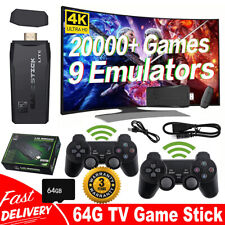 Wireless 4K HDMI Videospielkonsole Retro 20000+ Spiele TV Stick 64GB + 2 Gamepad