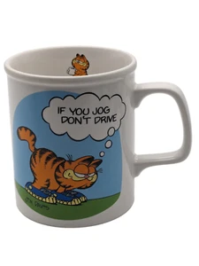 Taza de café Garfield 1978 de Jim Davis taza “If You Jog Don't Drive” envío gratuito - Imagen 1 de 9