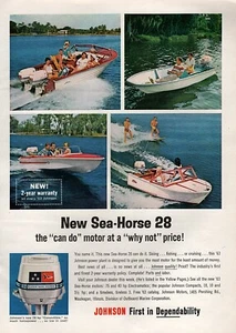 1963 Johnson Super Seahorse 28 Outboard Motor Original Color Ad  - Picture 1 of 1