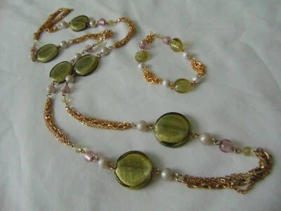 Premier Designs Firmado Cristal Moneda Forma Estaciones Perlas Cuentas Collar Pulsera Foto 1 de 4