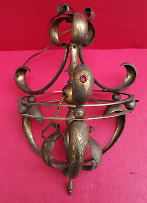 Lustre Chandelier Lamp Golden Brass Was Benson Art & Craft  • 450€
