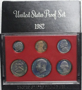 1982 Proof Set Original Box 6 Dollar Kennedy US Mint - Foto 1 di 1