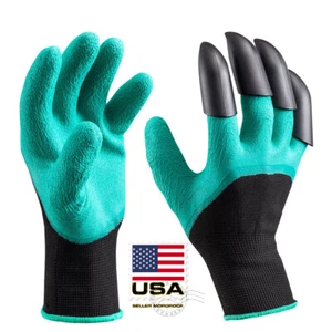 Gardening Digging Planting Pruning Tools Lawn Care 4 Claws Garden Genie Gloves - Picture 1 of 7