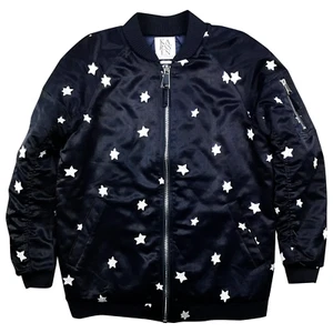 Zoe Karssen Stars All Over dunkelblau lange Bomberjacke Größe M neu mit Etikett $ 399 - Bild 1 von 11