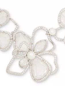 KATE SPADE PRECIOUS BLOOM STATEMENT SILVER NECKLACE NEW!!! - Picture 1 of 6