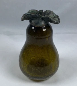 Vintage Crackle Glass Pear Decor. Measures 3.5" Tall. - Picture 1 of 8