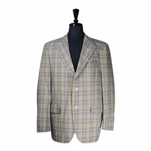 Chaqueta Abrigo Deportivo Brooks Brothers Para Hombres 40R Azul Amarillo Cuadros Algodón - Imagen 1 de 9