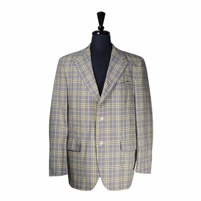 Brooks Brothers Mens 40R Blazer Blue Yellow Plaid Check Cotton Sport Coat Jacket - Image 1 of 4