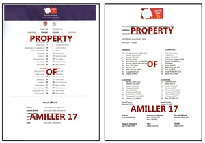 2020 Community Shield Arsenal v Liverpool 29/8/2020 copy teamsheets - Picture 1 of 3