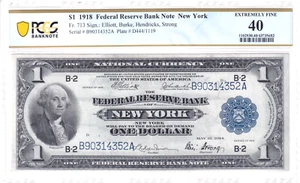 $1 1918 FRBN New York PCGS 40 Fr#713, Federal Reserve Bank Note - Picture 1 of 2