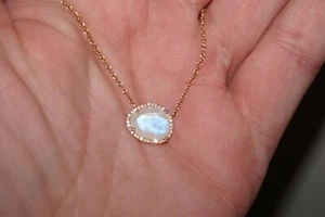 Luna Skye 14 K Rose Gold Moonstone and Diamonds Necklace! - Picture 1 of 12