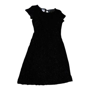 Black Vintage Talbots Kids Dress, Velvet, Silky, Short Sleeve - Picture 1 of 5