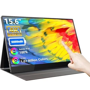 SIBOLAN 15.6inch 4K UHD Portable touchscreen Battery Monitor HDMI in with Case - Picture 1 of 12
