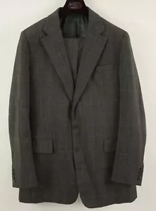 Set completo due pezzi vintage Morty Sills su misura uomo 42L 32W grigio blu check lana - Foto 1 di 17