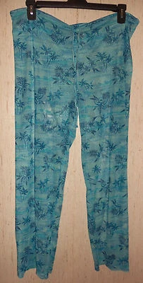 EXCELLENT WOMENS leilani BLUE FLORAL SEMI SHEER MESH COVERUP PANTS   SIZE S/M - Image 1 of 3