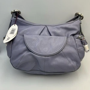 VINTAGE PERLINA NY PURPLE BAG NWT EASTER W/ DUST BAG SHOULDER PURSE LEATHER - Picture 1 of 15