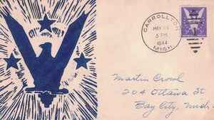 16 May 1944 Patriotic Cover, Eagle and 3 Stars - Picture 1 of 2