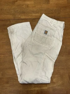 Carhartt Double Knee White Carpenter Pants Painter 33x30 Classic Fit Distressed - Picture 1 of 10