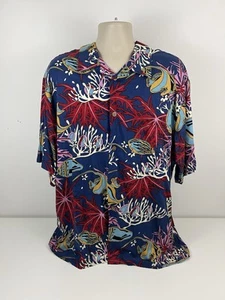 Reyn Spooner Joe Kealoha Hawaiian Shirt Mens Size 2XL Ocean Fish Coral Reef EUC - Picture 1 of 7