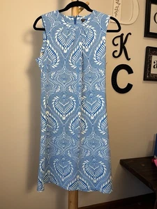 J. McLaughlin blau weiß Paisley Karriere ärmelloses Kleid Größe Large - Bild 1 von 8